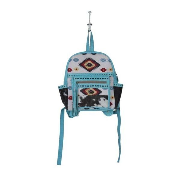 Myra Bag Handmade Wild Backpack Upcycled Canvas & Cowhide Leather - Picture 5 of 9